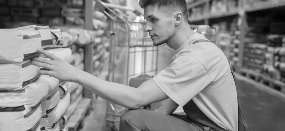 hombre acomodando productos